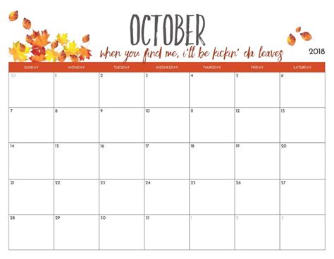 Printable October Schedule